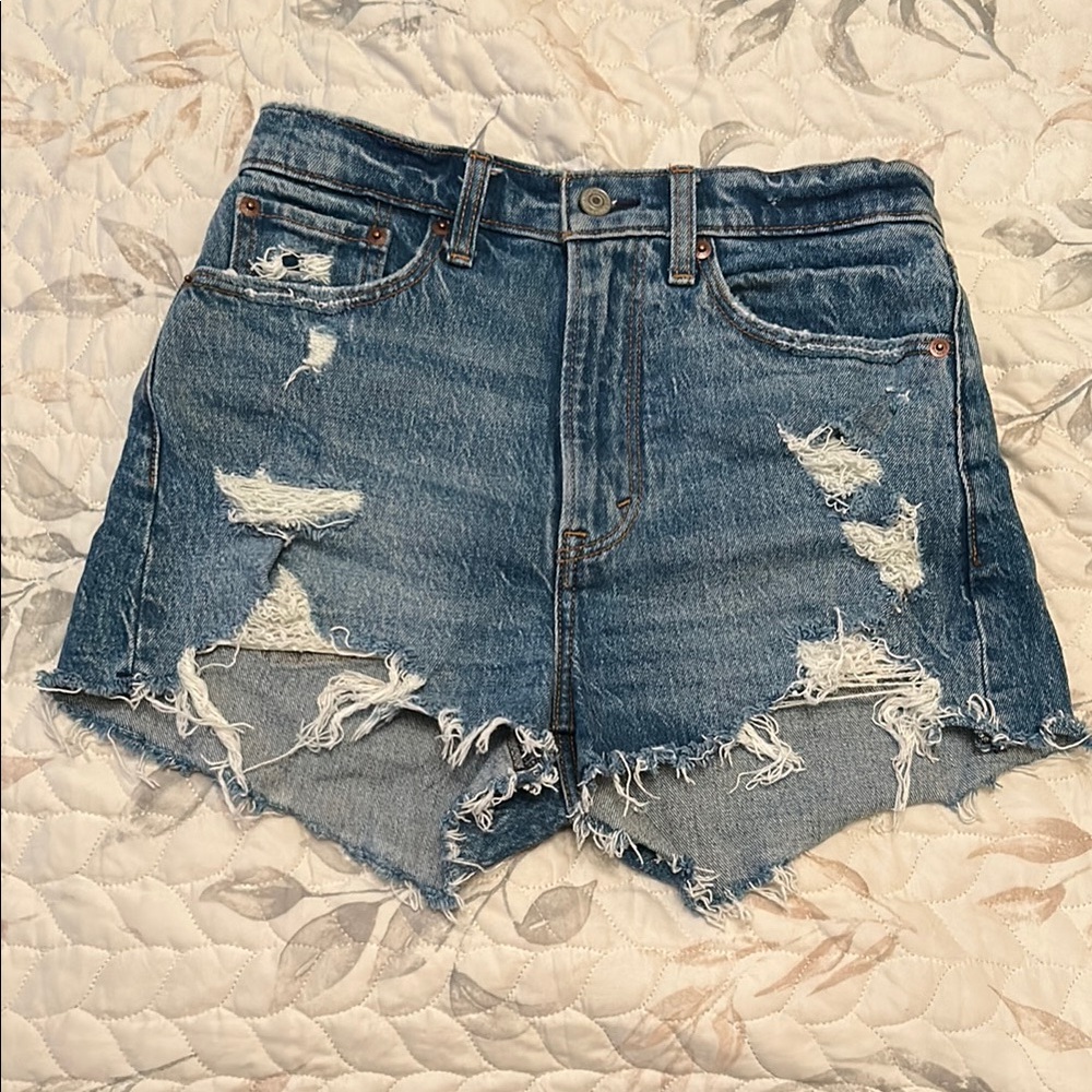 Abercrombie & Fitch Blue Jean Shorts Distressed Cut-Off